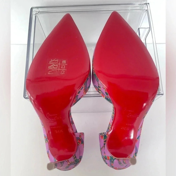 Christian Louboutin Satin Printed Iriza Pumps Gummy Snakes Women Size 34.5 EU - Picture 7 of 12